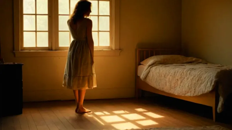 Mujer a contraluz en la penumbra