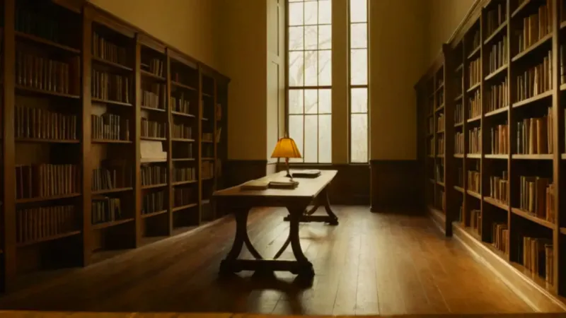 Un lector estudia en la silenciosa biblioteca