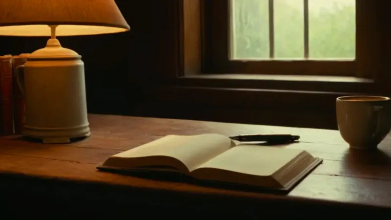 Estudio silencioso bañado en luz de atardecer