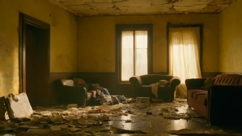 Una escena de solitario y polvoriento abandono