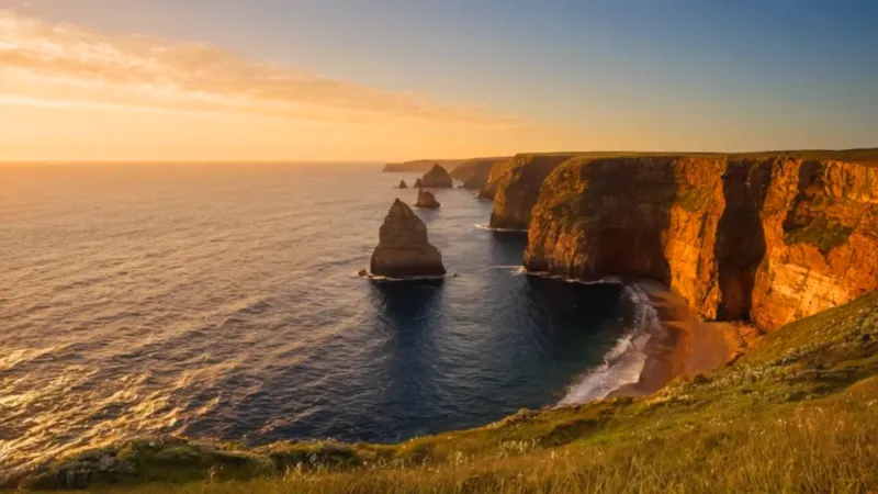 Figura solitaria contempla el mar dorado