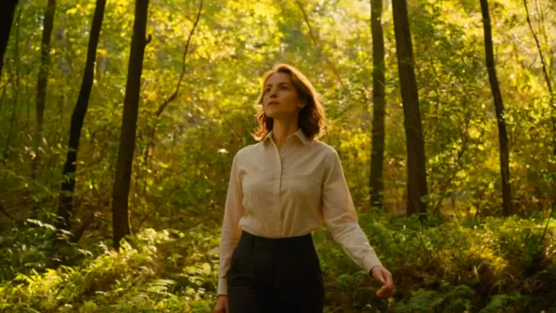 Figura solitaria en un claro de luz