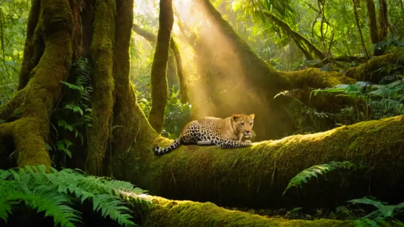 Un leopardo acecha a un humano