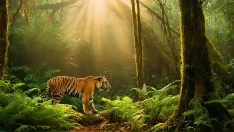 Un tigre encara a una persona