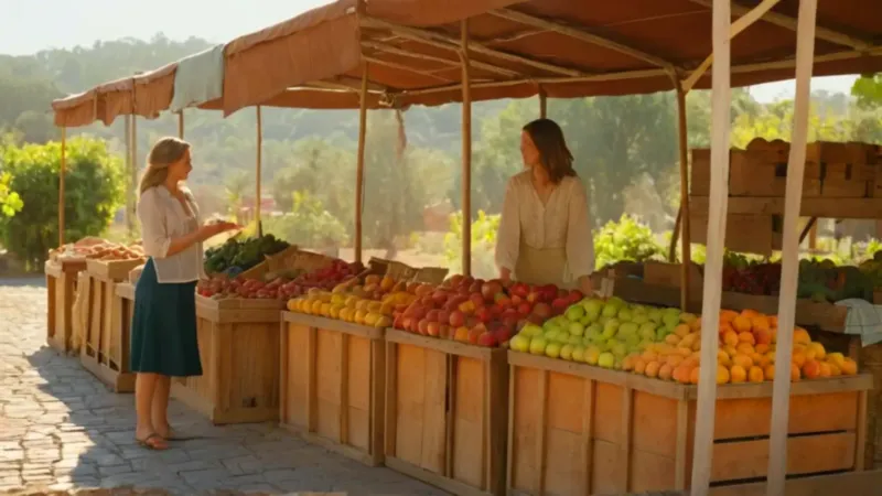 Una mujer elige fruta en el mercado