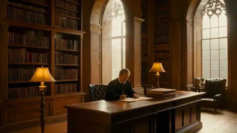 Luz y estudio en una vasta biblioteca