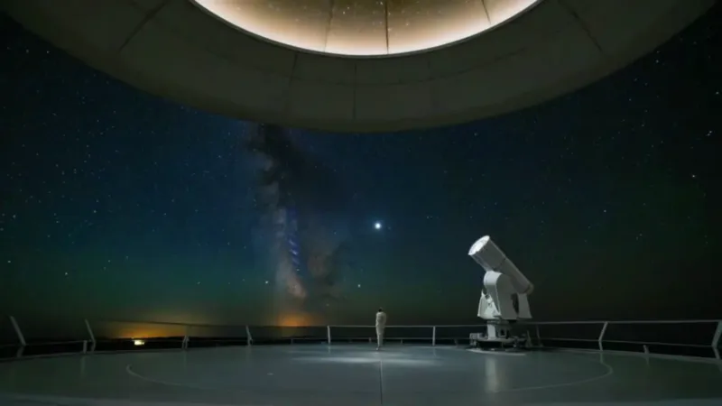 Un astrónomo contempla el cometa