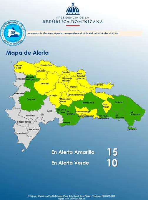 Alertas por lluvias en 24 provincias.