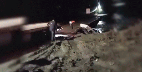 Accidente de camioneta en río Amina.