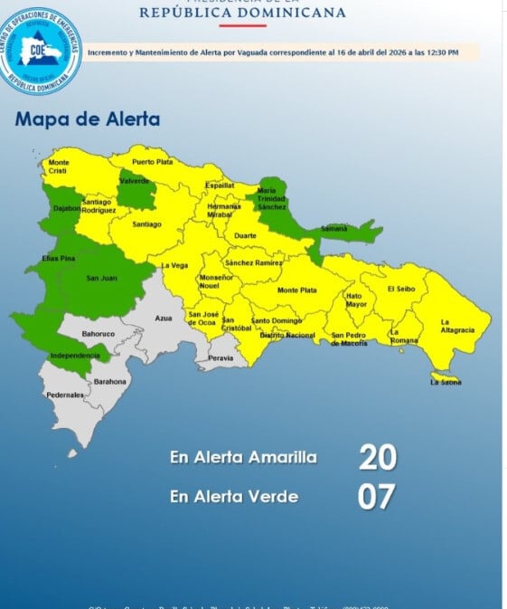 Alerta amarilla por lluvias en provincias.