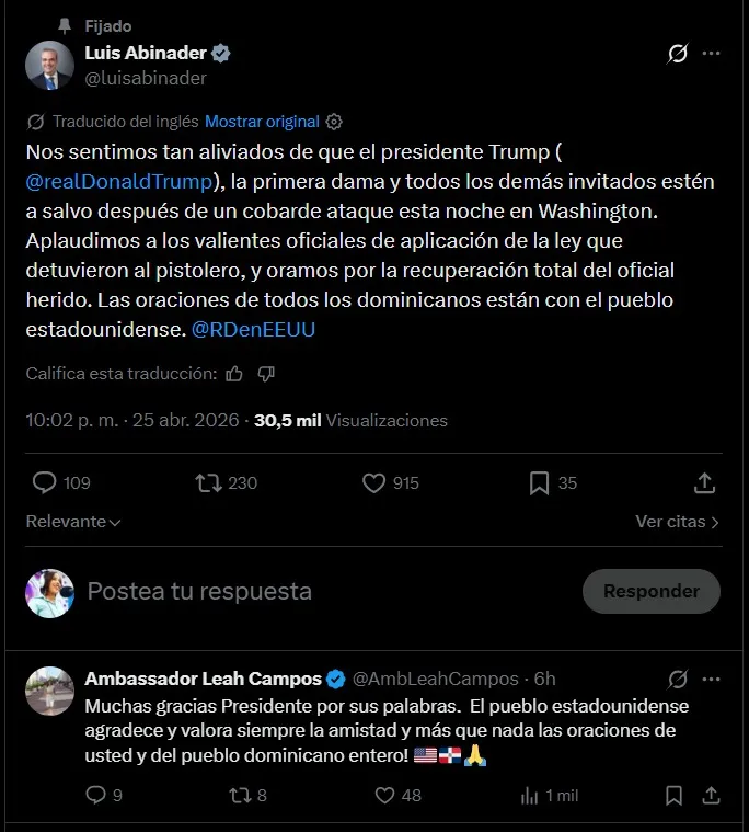 Embajadora de EE UU agradece a Abinader