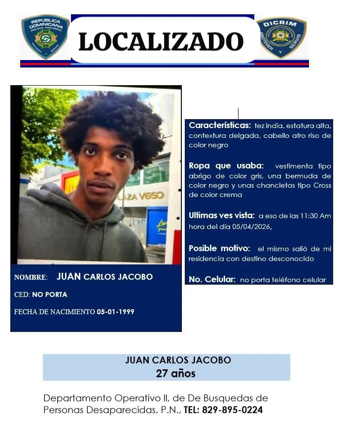 Policía encuentra joven desaparecido en Miches.