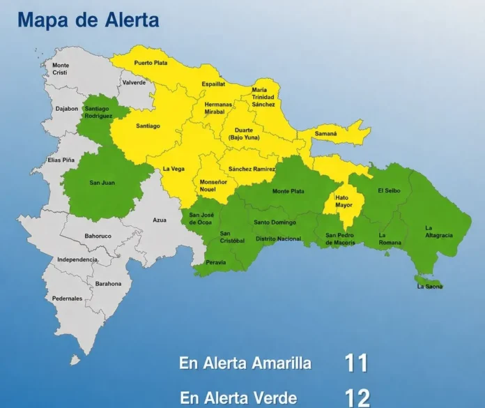 Alerta amarilla en 11 provincias del país