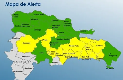 Alerta por aguaceros en 25 provincias.