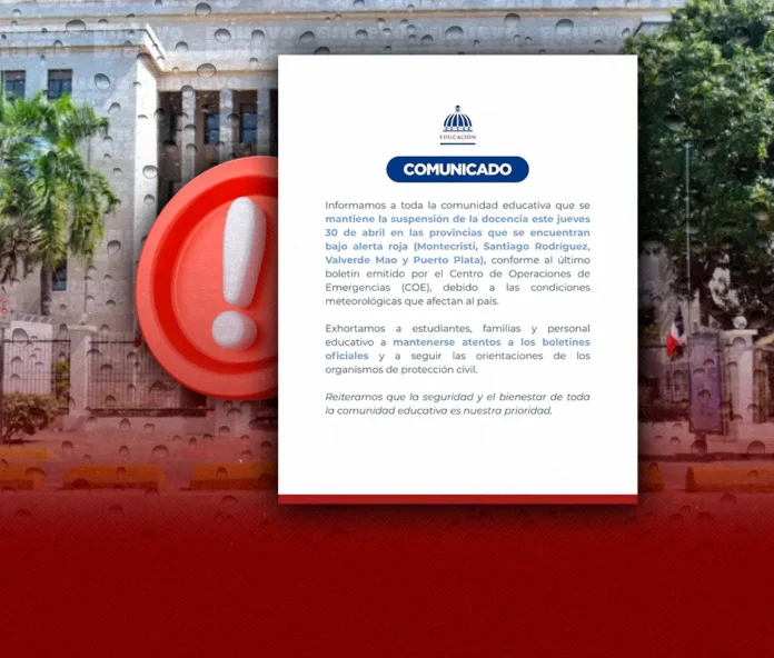 Suspensión de clases por lluvias en provincias.