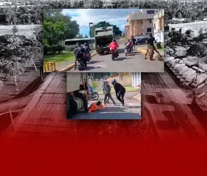 Motoristas agreden a chofer de camión.