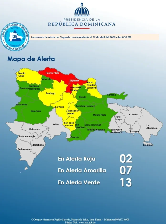 Alerta por lluvias en 22 provincias.