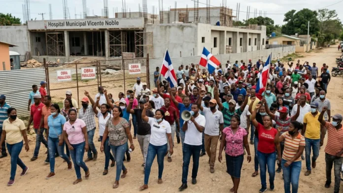 Protesta en Vicente Noble por hospital.