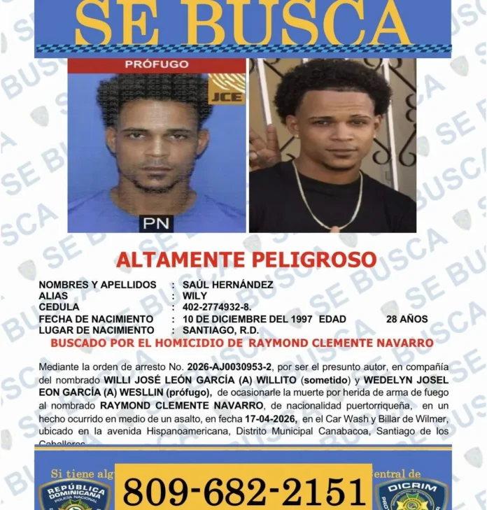 Policía busca sospechosos de homicidio en Santiago.