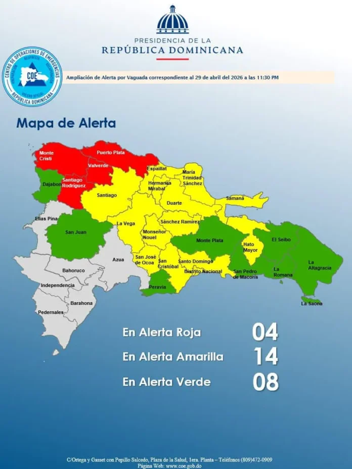 Alerta roja por lluvias en Puerto Plata