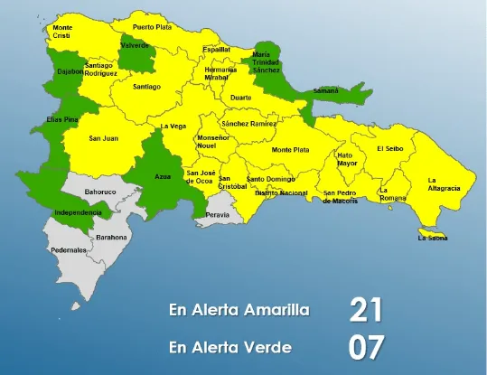 Alerta amarilla por lluvias en provincias.