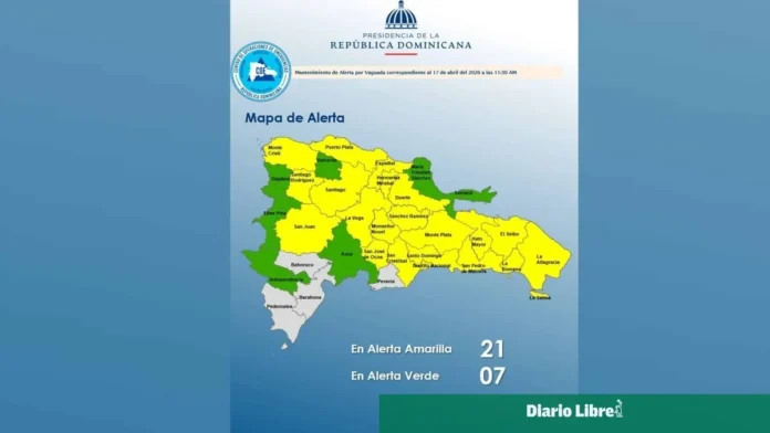 Alerta amarilla por lluvias en provincias.