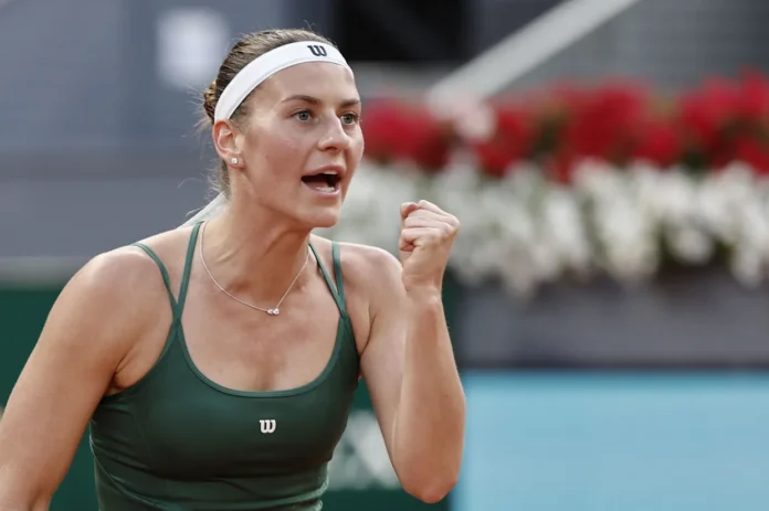 Kostyuk celebra su victoria en Madrid.