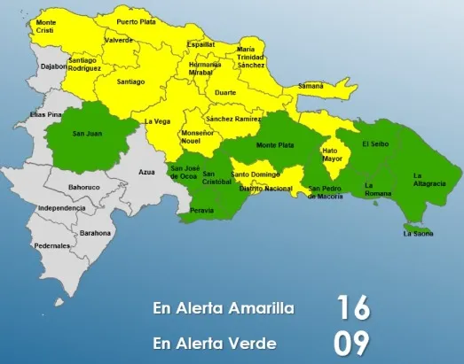 Alerta por lluvias en 25 demarcaciones