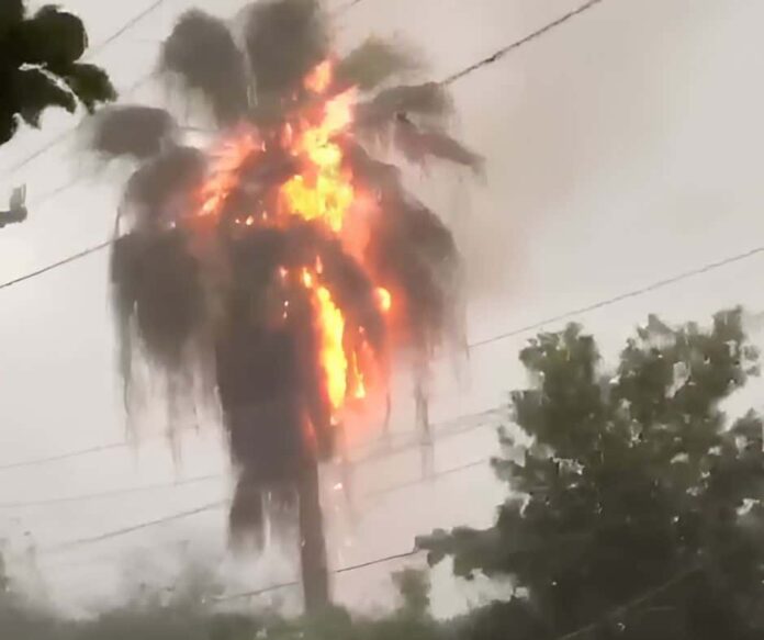 Rayo provoca incendio en vivienda en La Vega