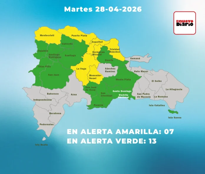 Seis provincias en alerta amarilla República Dominicana