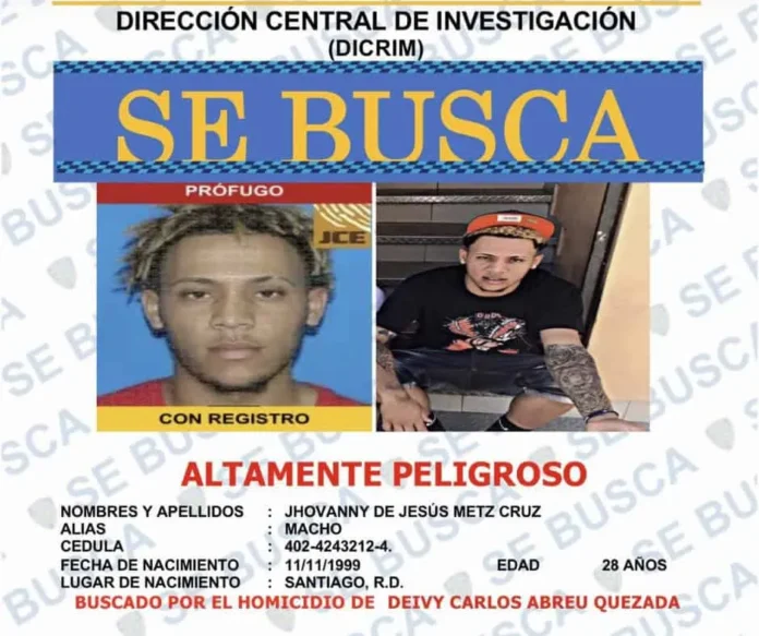 Identificación de Jhovanny Metz Cruz, sospechoso.