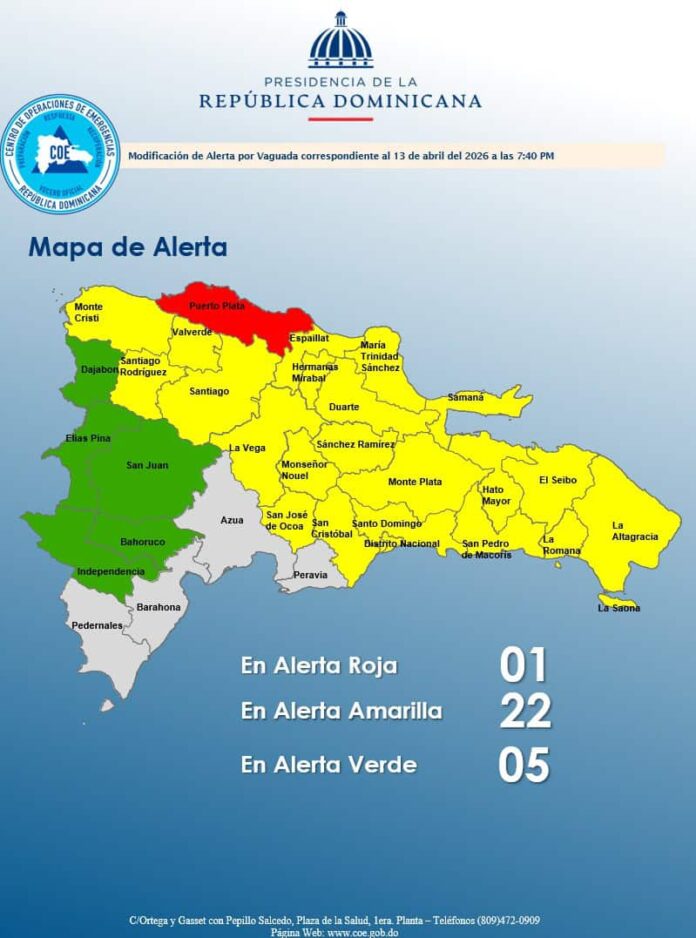 Puerto Plata en alerta roja por lluvias.