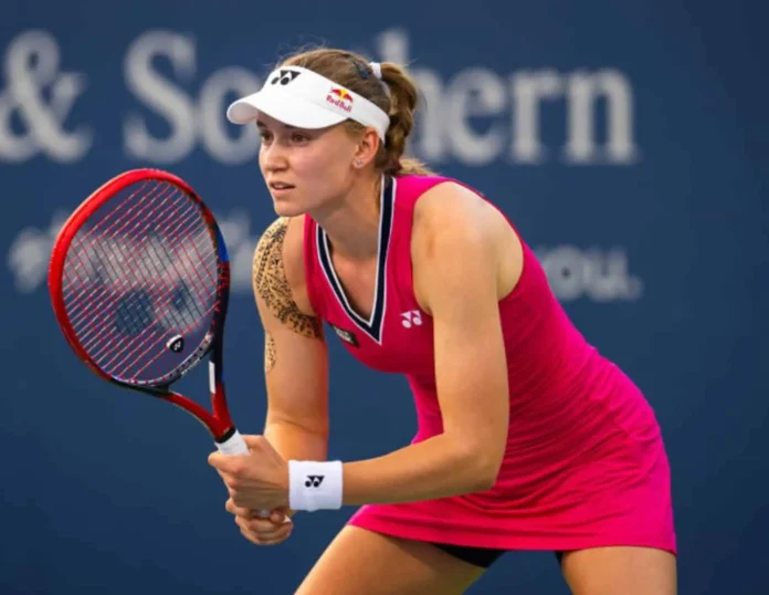 Rybakina celebra su victoria en Madrid.